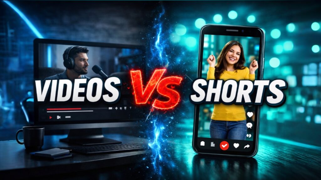 Videos vs shorts YouTube channel
